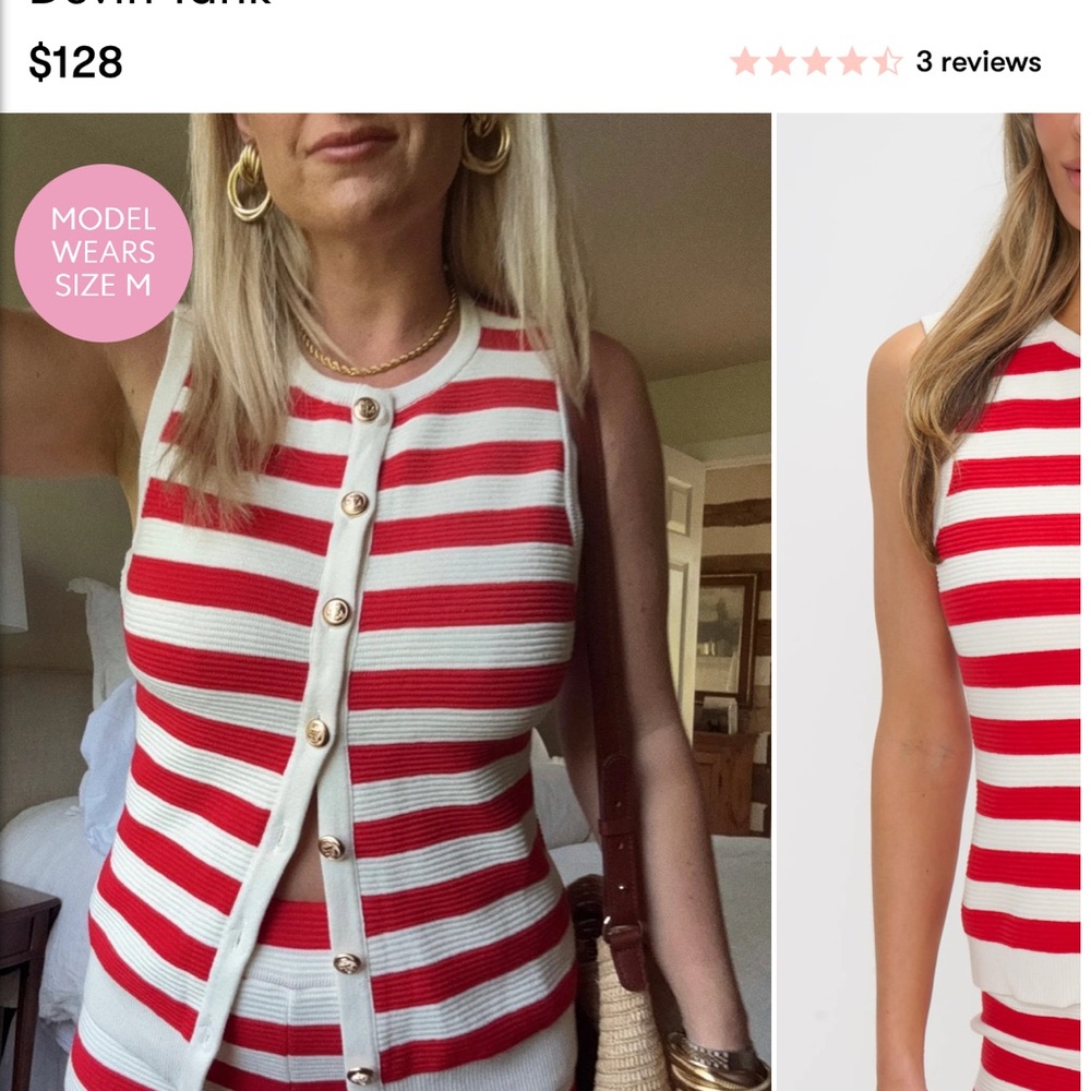 Show Me Your MuMu Red and White Striped Tank Top - Picture 2 of 3